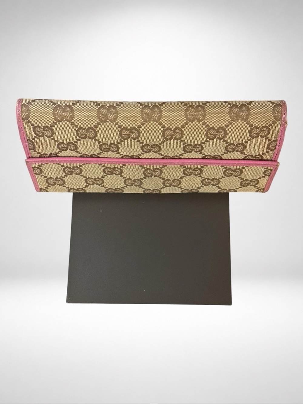 Gucci Abbey D-Ring Long Wallet Beige GG Canvas Fuchsia Leather Continental Y2K - Picture 8 of 17